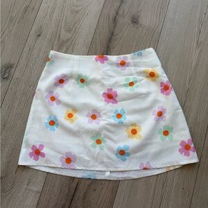 Princess Polly White Floral Mini Skirt with Multicolor Daisies